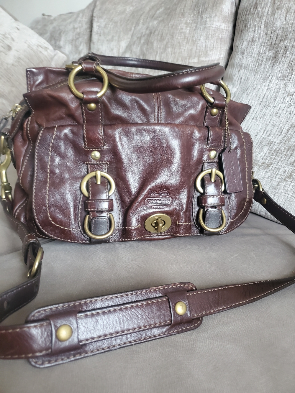 Y2K Legacy Coach Brown Leather Turnlock Satchel SHOULDER crossbody  Bag Womens
